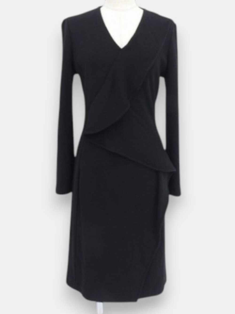 Salvatore Ferragamo long sleeve ruffled sheath dress black women's size 42
